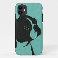 Blauer Telefon-Kasten Bostons Terrier