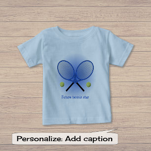 Blauer Tennis-Star Name oder Text hinzufügen Baby T-shirt