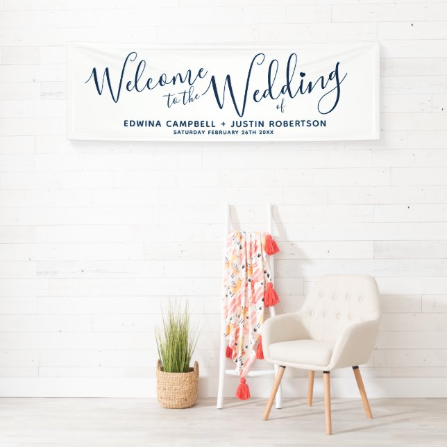 Blauer Text auf weißer Begrüßung Banner (Insitu)