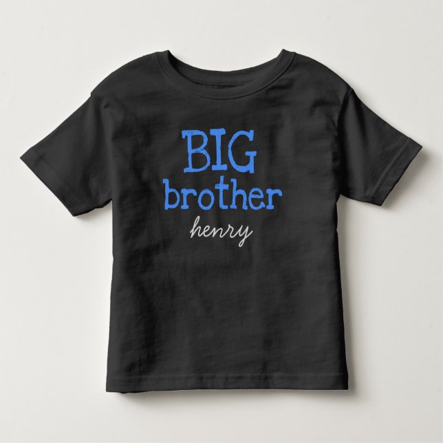 Blauer Text BIG Brother (blauer Name hinzufügen) Kleinkind T-shirt (Vorderseite)
