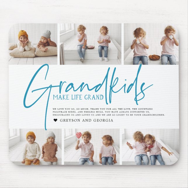 Blauer Text| Grandkids Make Life Grand Foto Mousepad (Vorne)