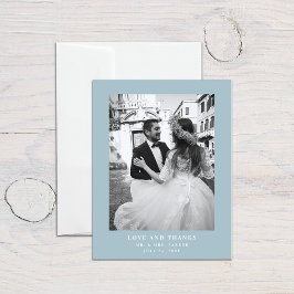 Blauer Text und Foto | Hochzeit Danke Postkarte