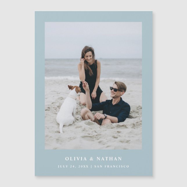 Blauer Text und Foto Magnetic speichern das Datum Magnetkarte (Vorderseite)