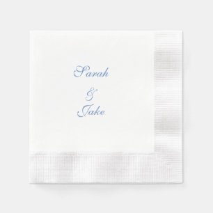 Blauer Text Weiße Hochzeit Geprägt Serviette