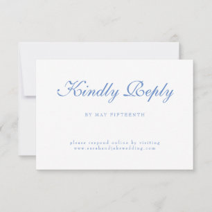 Blauer Text Weiße Hochzeit RSVP Karte