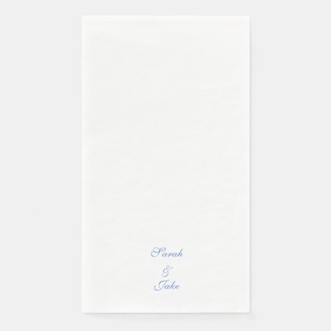 Blauer Text Weiße Hochzeit Serviette (Vorderseite)