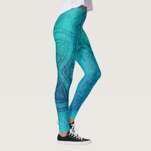 Blauer Texturlotus Leggings