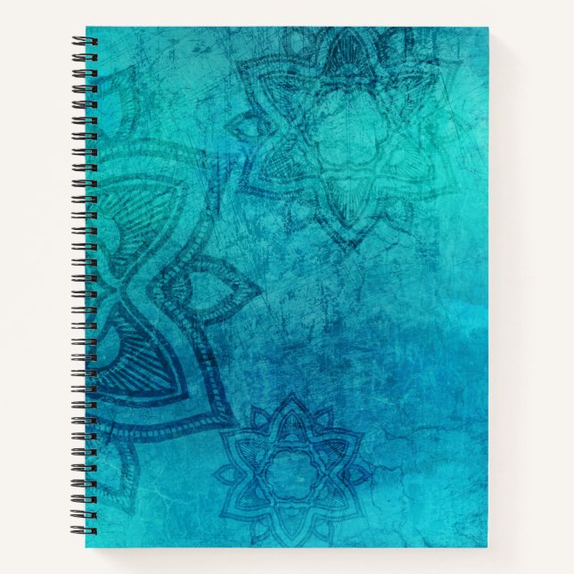Blauer Texturlotus Notizbuch (Vorderseite)