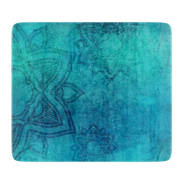 Blauer Texturlotus Schneidebrett (Vorderseite)