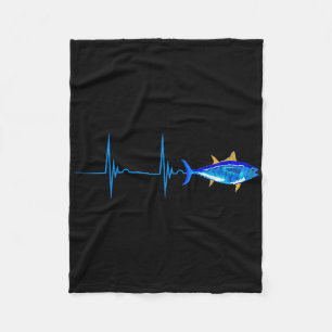 Blauer Thun Herzschlag Ekg Pulseline Fisch Tiefsee Fleecedecke