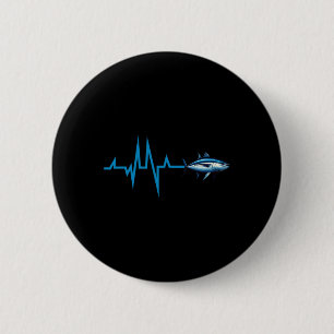Blauer Thun Herzschlag Ekg Pulseline Tiefseefisch Button