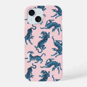 Blauer Tiger asiatisches Muster iPhone 15 Hülle