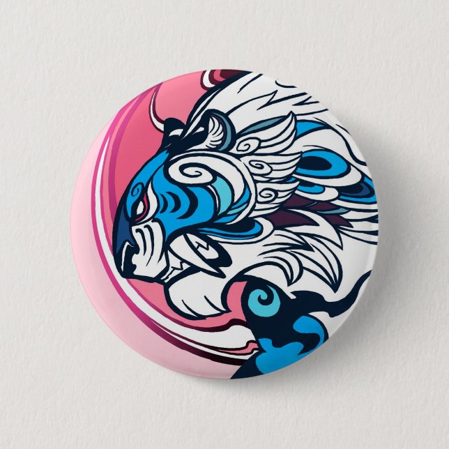 Blauer Tiger Button (Vorderseite)