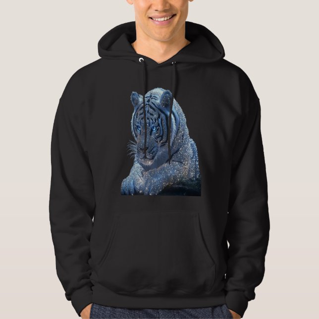blauer Tiger Tier Hoodie (Vorderseite)