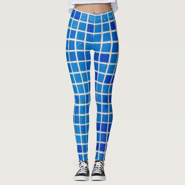 Blauer Tile Leggings (Vorderseite)