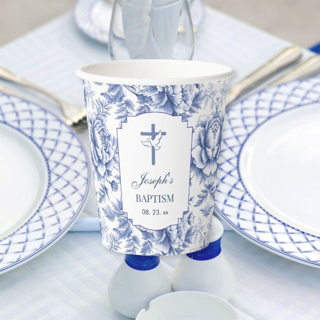 Blauer Toile Blume Taufen Papier Cup Pappbecher (Von Creator hochgeladen)