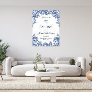 Blauer Toile Blume Taufen Poster