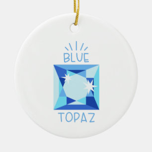 Blauer Topaz Birthstone Keramik Ornament
