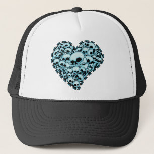 Blauer Totenkopf Herz Truckerkappe