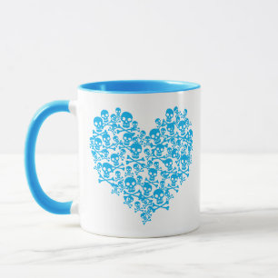 Blauer Totenkopf-Herzbecher Tasse