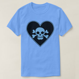 Blauer Totenkopf im Herzen T-Shirt