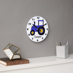 Blauer Traktor Design Individuell Runde Wanduhr