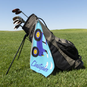 Blauer Traktor Design personalisiert Golfhandtuch