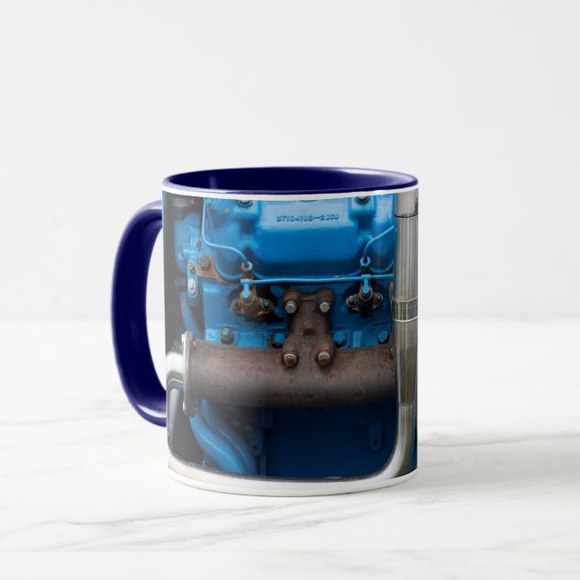 Blauer Traktormotor Tasse (Vorderseite Links)