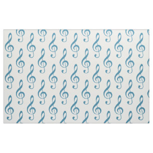 Blauer Treble Clef Muster Fabric Stoff