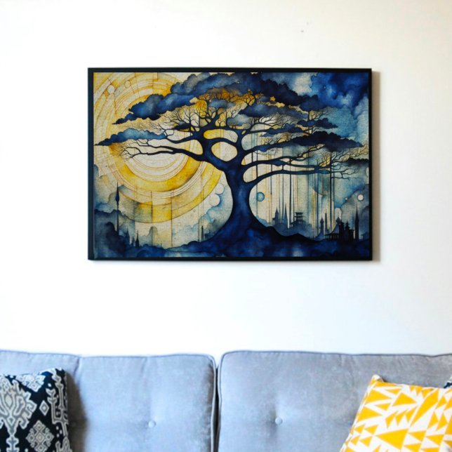 Blauer Tree im Dekoupage-Tissue des Mondlichts Seidenpapier (Von Creator hochgeladen)