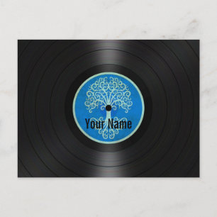 Blauer Tree Personalisierter Vinyl Record Postkarte