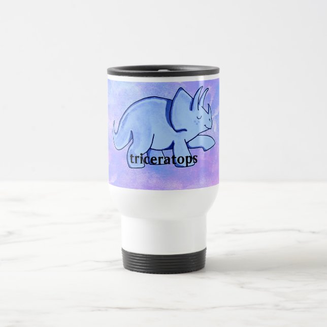 Blauer Triceratops Reisebecher (Mittel)