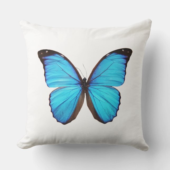 Blauer Tropenschmetterling Kissen (Vorderseite)