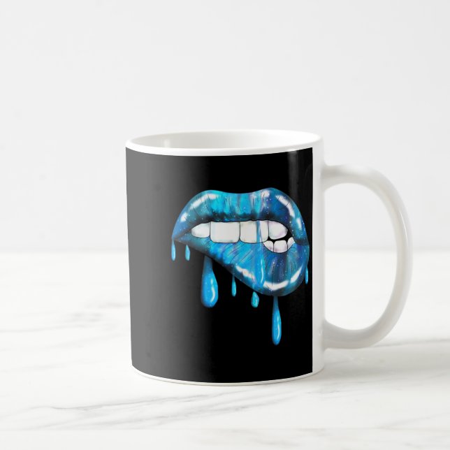 Blauer tropfender Lippenstift-Effekt der 80er Kaffeetasse (Rechts)