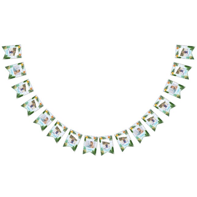 Blauer tropischer Monat Foto Jagdfahnen Wimpelkette (Alle)