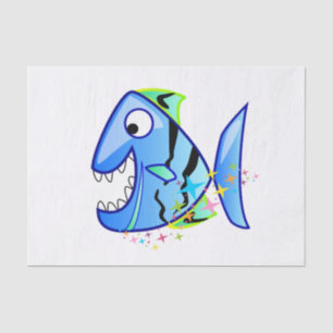 Blauer tropischer Piranha mit Sternen Seidenpapier