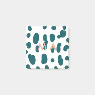 Blauer Tupfen orangefarbener Pastell-Monogramm-Man Post-it Klebezettel