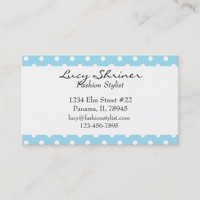 Blauer Tupfen-Retro Art-Mode-Karten Visitenkarte (Vorderseite)