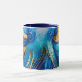 Blauer Türkis Goldtopus Tasse