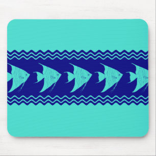 Blauer Türkis Küsten-Engelfisch Streifen Mousepad