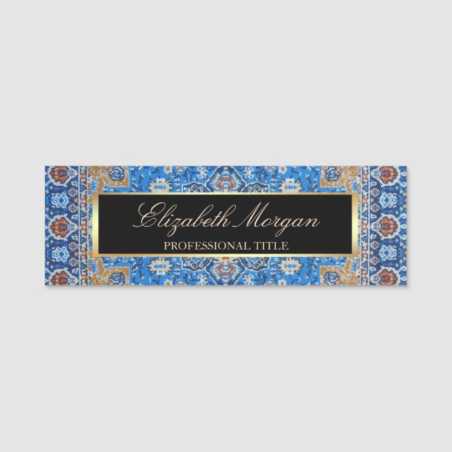 Blauer türkischer Teppich-Ruderrahmen Namensschild (Vorderseite)