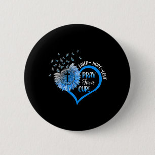 Blauer Typ 1 Diabetes Herzschmetterling Religiös Button
