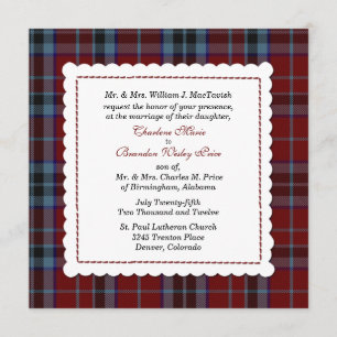 Blauer u. roter MacTavish Tartan-karierte Einladung