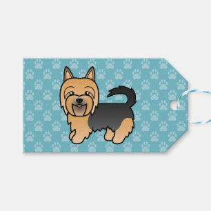 Blauer und brauner australischer Terrierhund auf B Geschenkanhänger