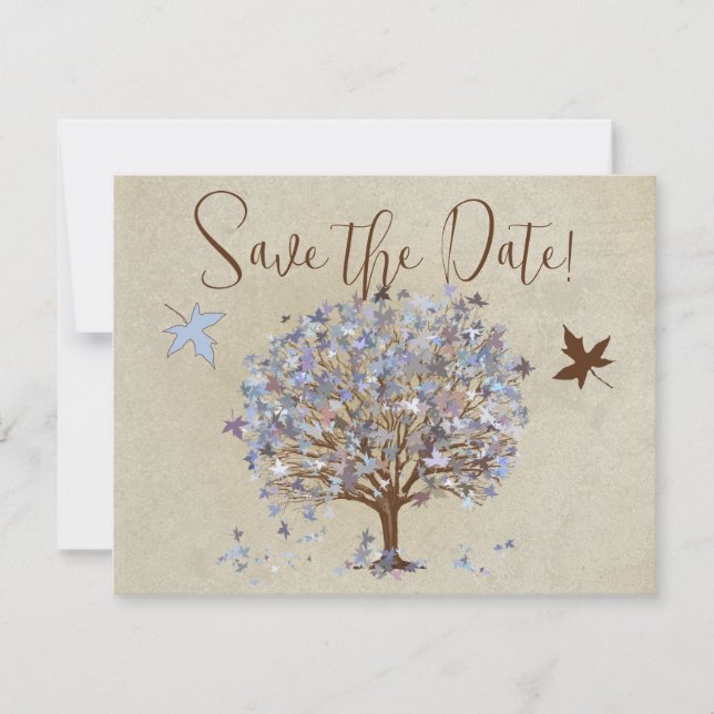 Blauer und brauner Baum - Einladung zum Hochzeitsf (Vorderseite)