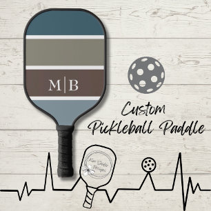 Blauer und brauner Farbblock mit Initialen Pickleball Schläger