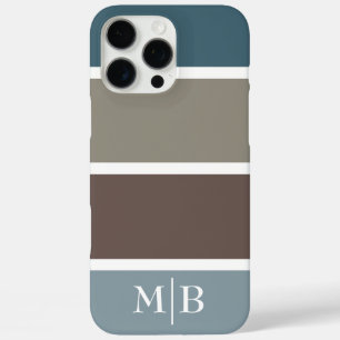 Blauer und brauner Farbblock mit Monogramm iPhone 16 Pro Max Hülle