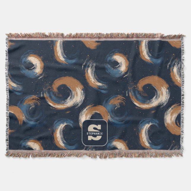 Blauer und brauner Kreis auf dunklem Hintergrund Decke (Vorderseite)