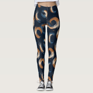 Blauer und brauner Kreis auf dunklem Hintergrund Leggings