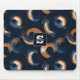 Blauer und brauner Kreis auf dunklem Hintergrund Mousepad